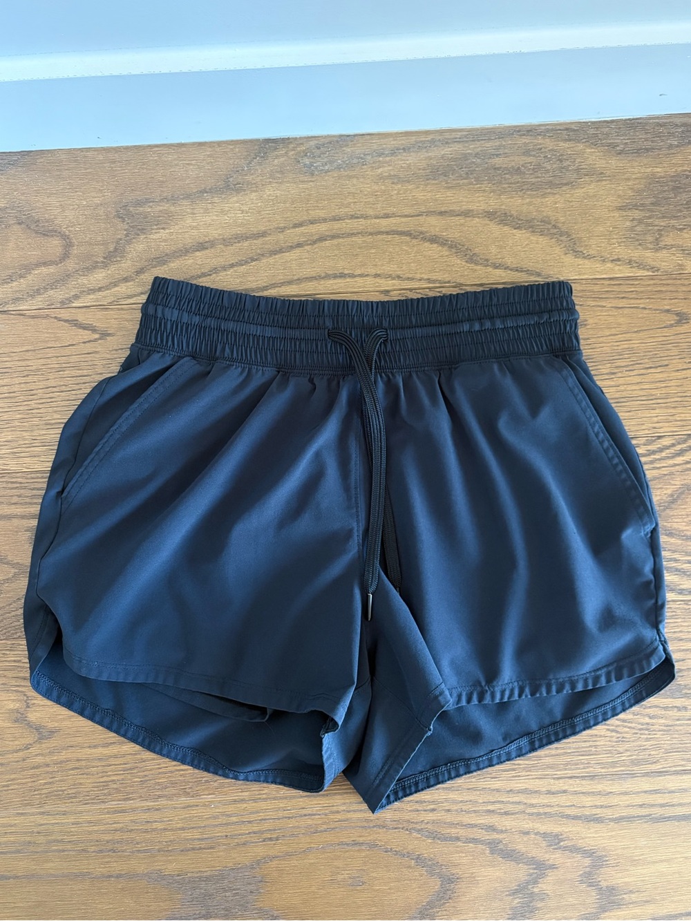 Women's Black Athletic Shorts with Elastic Waistband